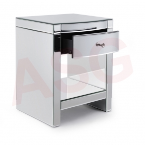 Layla Single Drawer Curved Mirrored Bedside Table