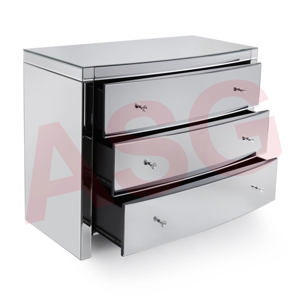 Layla Curved Mirrored Chest of Drawer