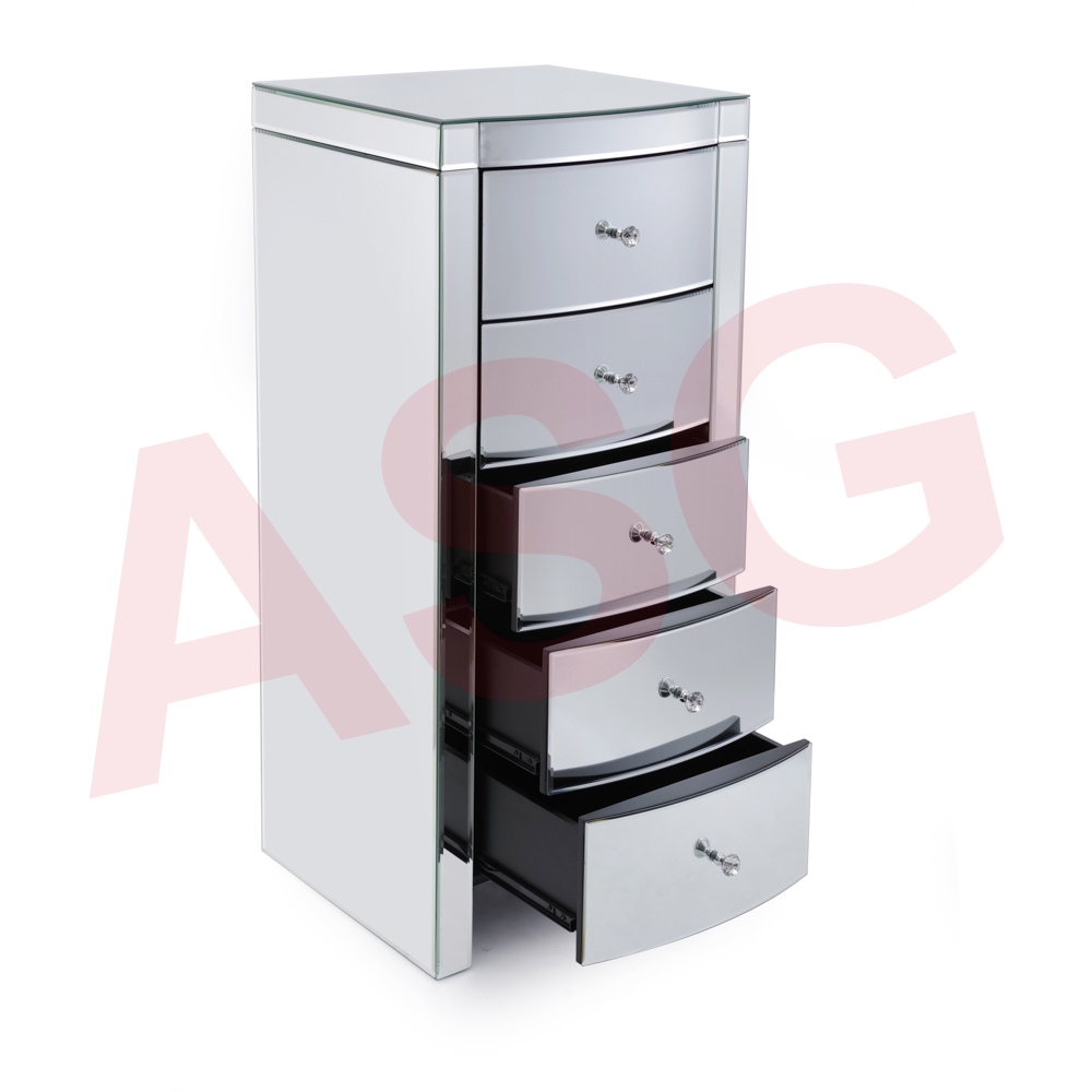 Layla Curved Mirrored Chest of Drawer