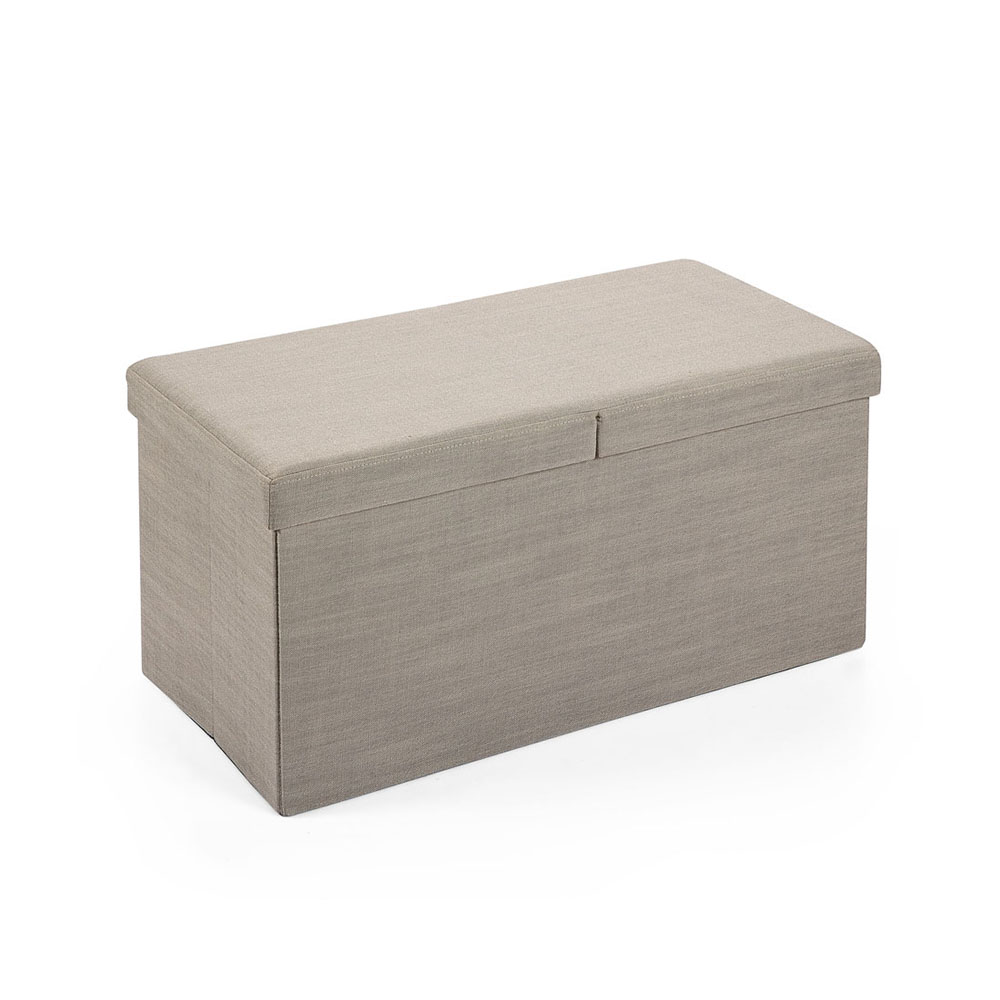 Hereford Range Foldable Large Linen Fabric Ottoman-Natural