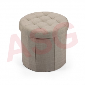 Hereford Range Foldable Round Linen Ottoman-Natural