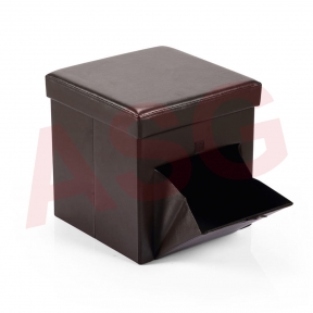 Hereford Range Foldable Cube Faux Leather Ottoman with Pocket-Dark Brown