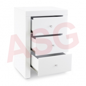 Madison White Glass Bedside Table