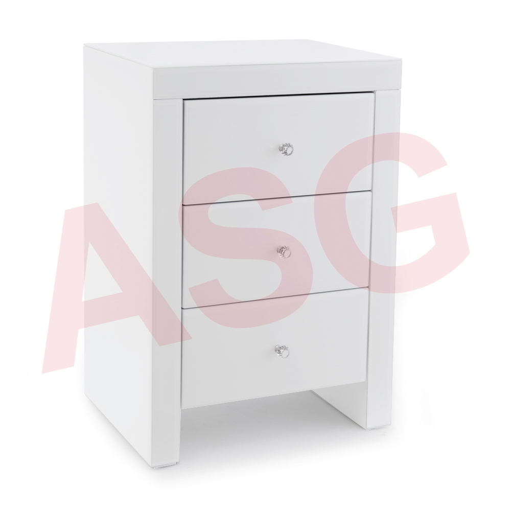 Madison White Glass Bedside Table