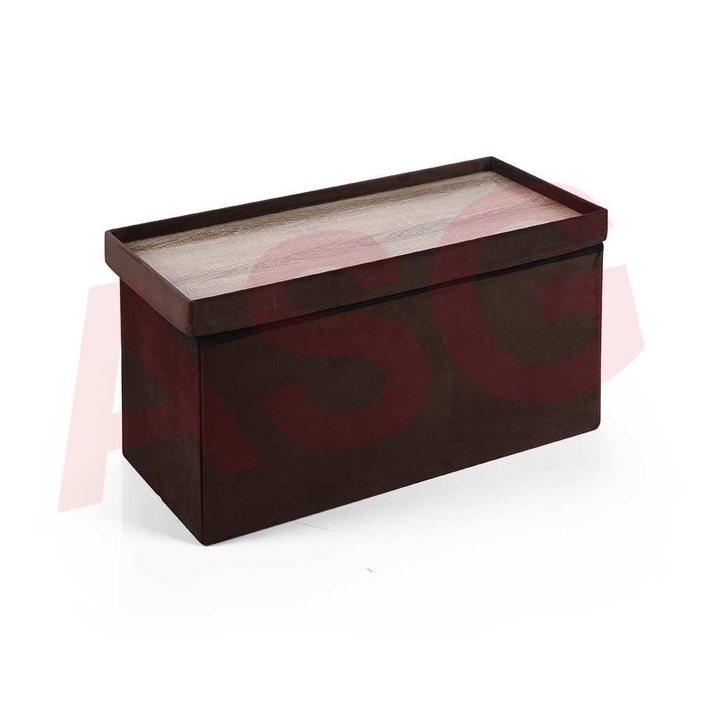 Hereford Range Foldable Large Velvet Ottoman-Chocolate