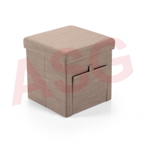 Hereford Range Foldable Cube Linen Fabric Ottoman with Pocket-Coffee