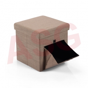 Hereford Range Foldable Cube Linen Fabric Ottoman with Pocket-Coffee