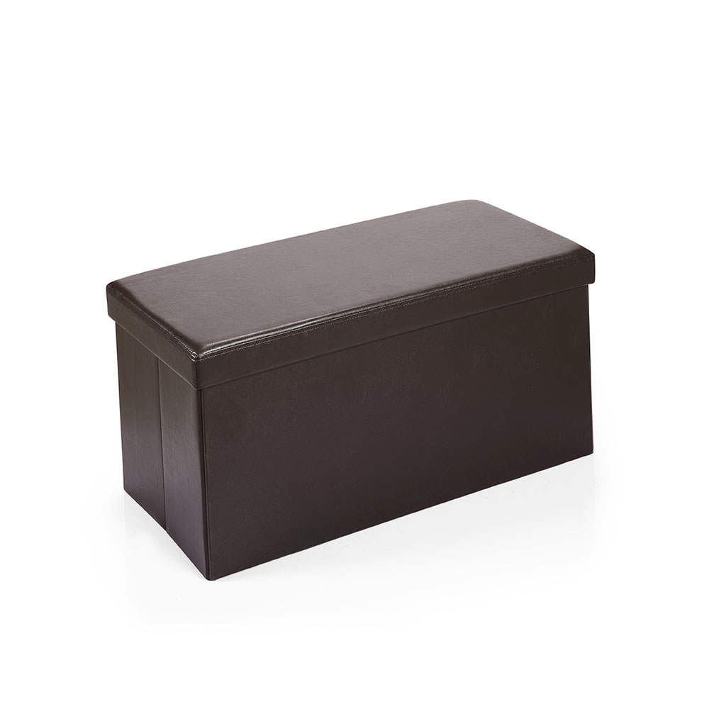 Hereford Range Foldable Faux-Leather Ottoman -Dark Brown