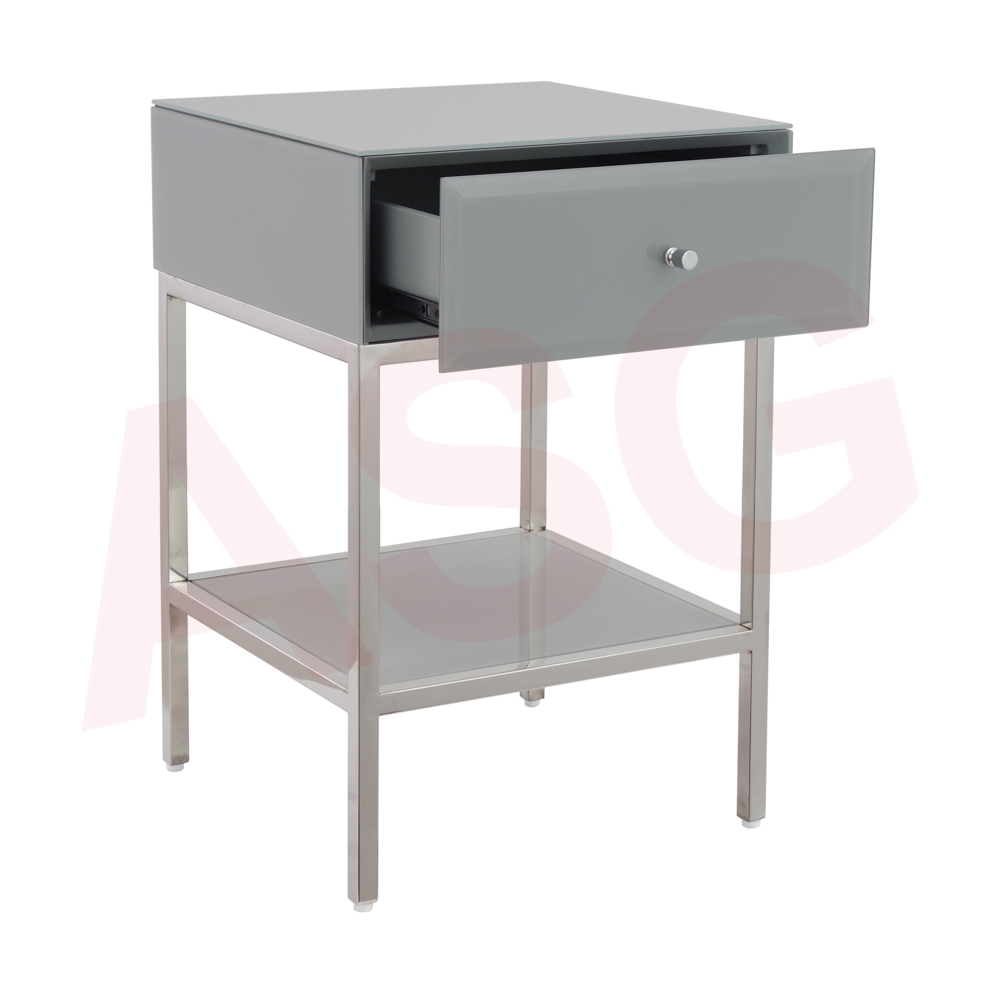 Bond Range Grey Glass Bedside Table