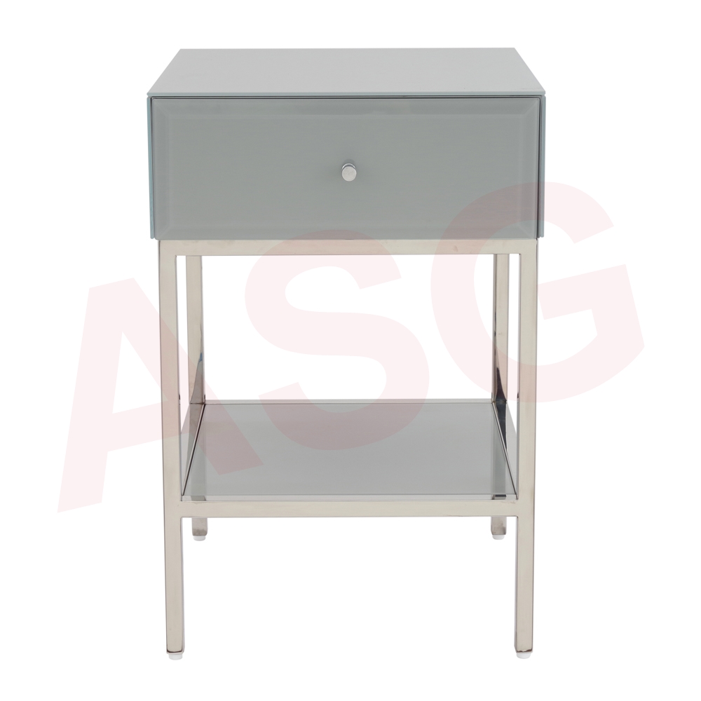 Bond Range Grey Glass Bedside Table