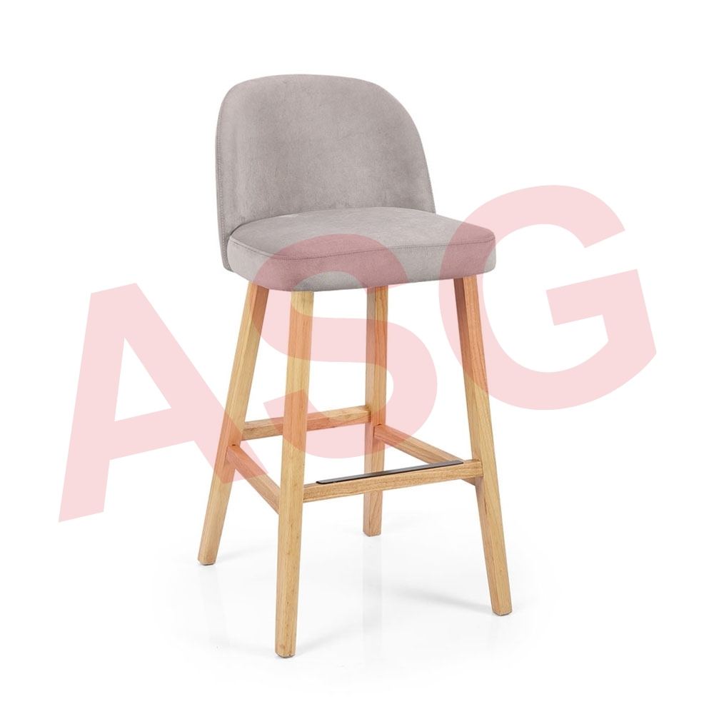 Elaina Velvet Bar Stool-Stone