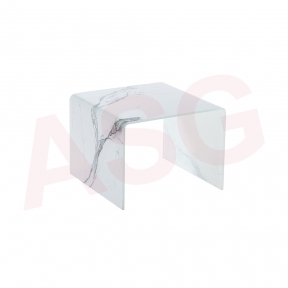 Marble Effect Tempered Glass Side Table