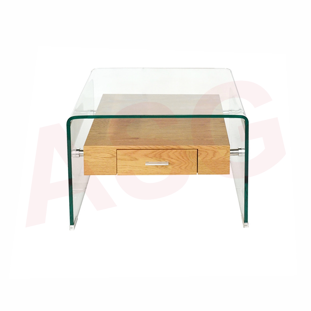 MinimalistStyle Tempered Glass Side Table with Drawer