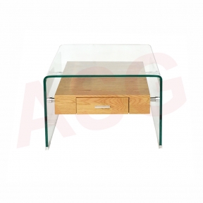 MinimalistStyle Tempered Glass Side Table with Drawer