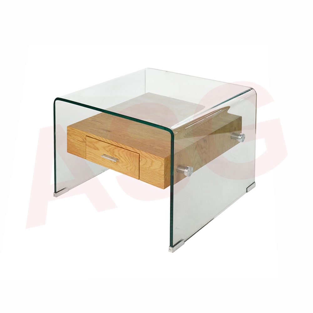 MinimalistStyle Tempered Glass Side Table with Drawer