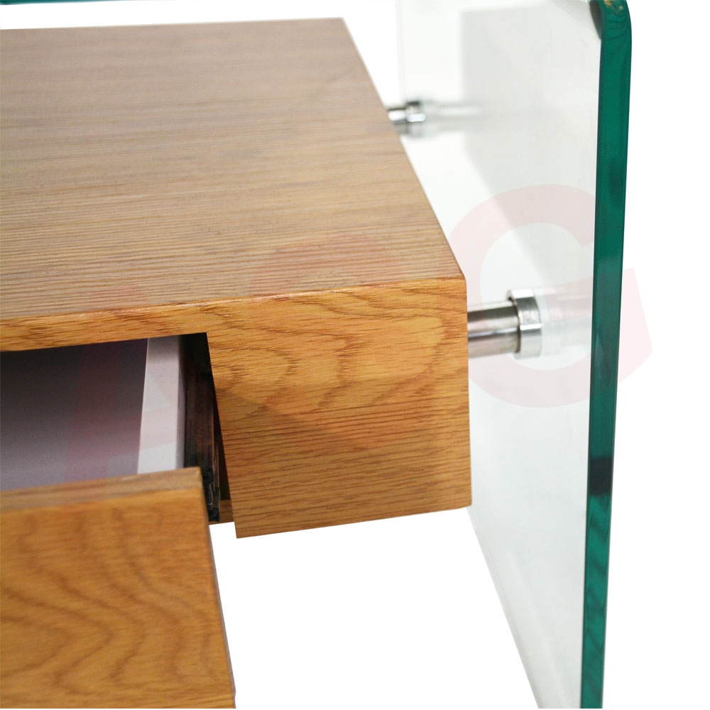 MinimalistStyle Tempered Glass Side Table with Drawer