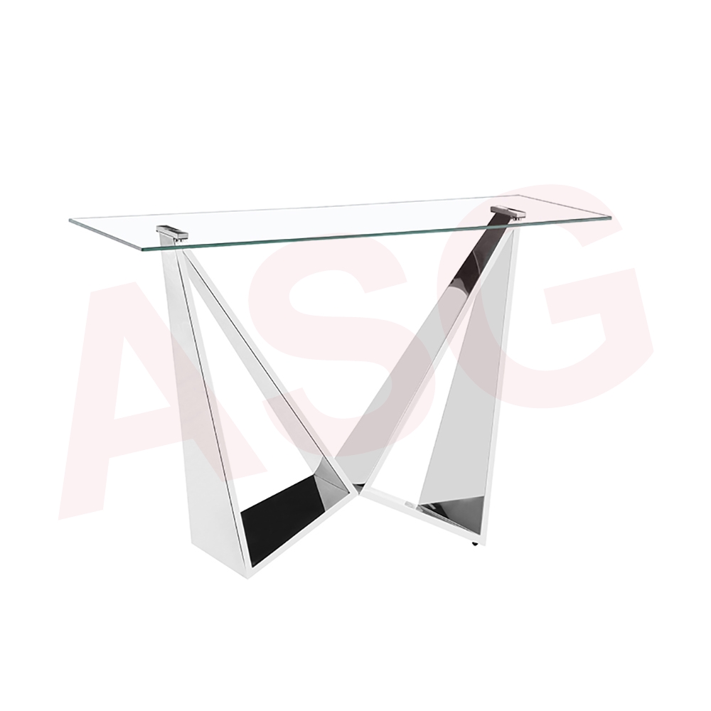 Eclipse Range Console Table Chrome clear glass