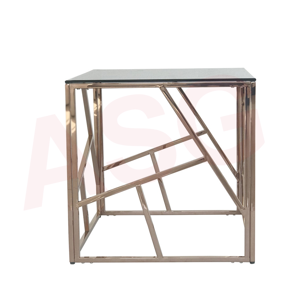 Eclipse Range Console Table Gold black glass