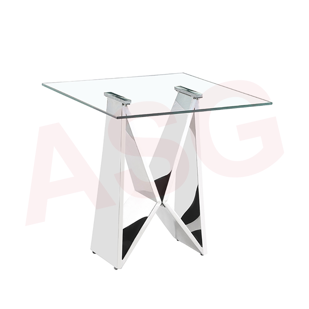 Eclipse Range Side Table Chrome clear glass