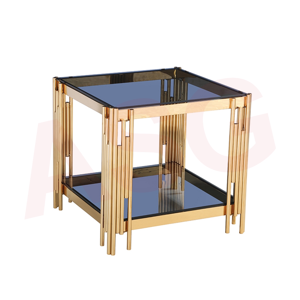 Eclipse Range Side Table Gold black glass