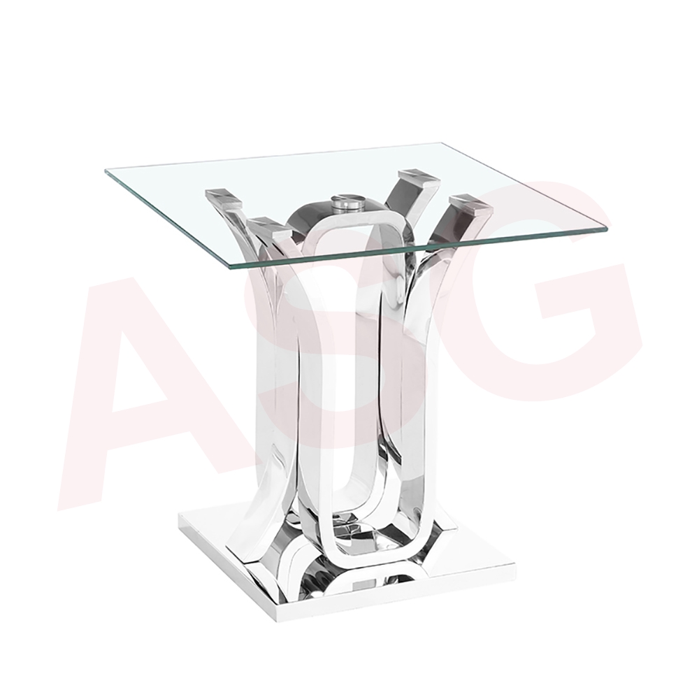 Eclipse Range Side Table Chrome clear glass
