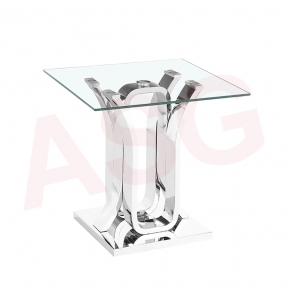 Eclipse Range Side Table Chrome clear glass