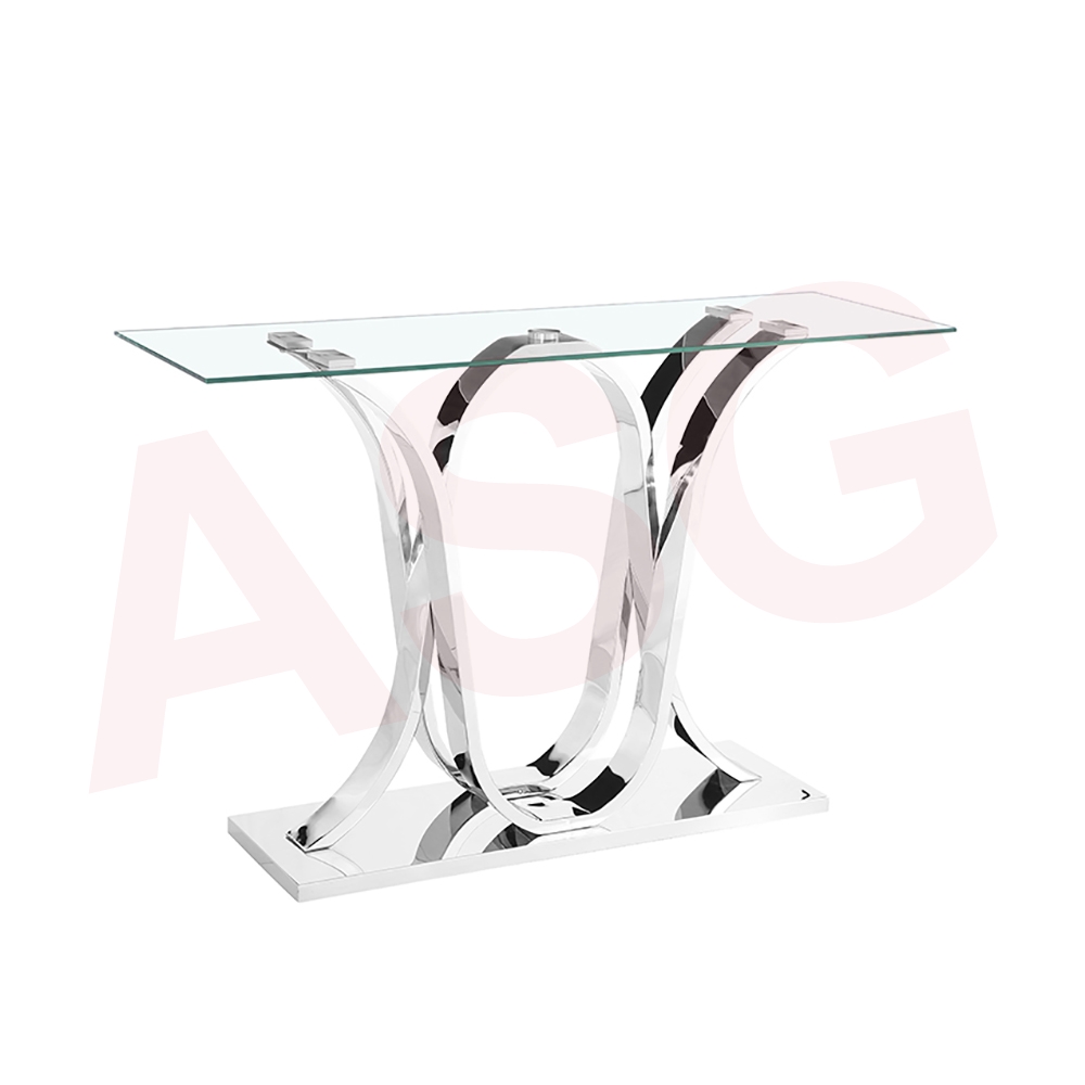 Eclipse Range Console Table Chrome clear glass