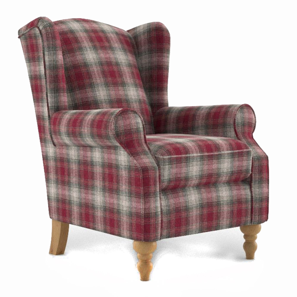 Adam Wingback Chair - check fabric