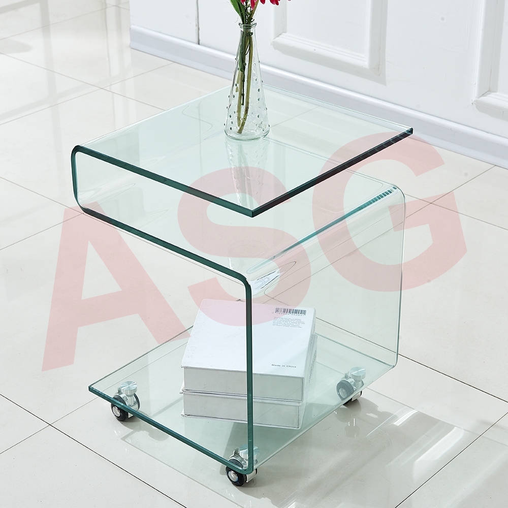 Tempered Glass Side Table & Magazine Holder