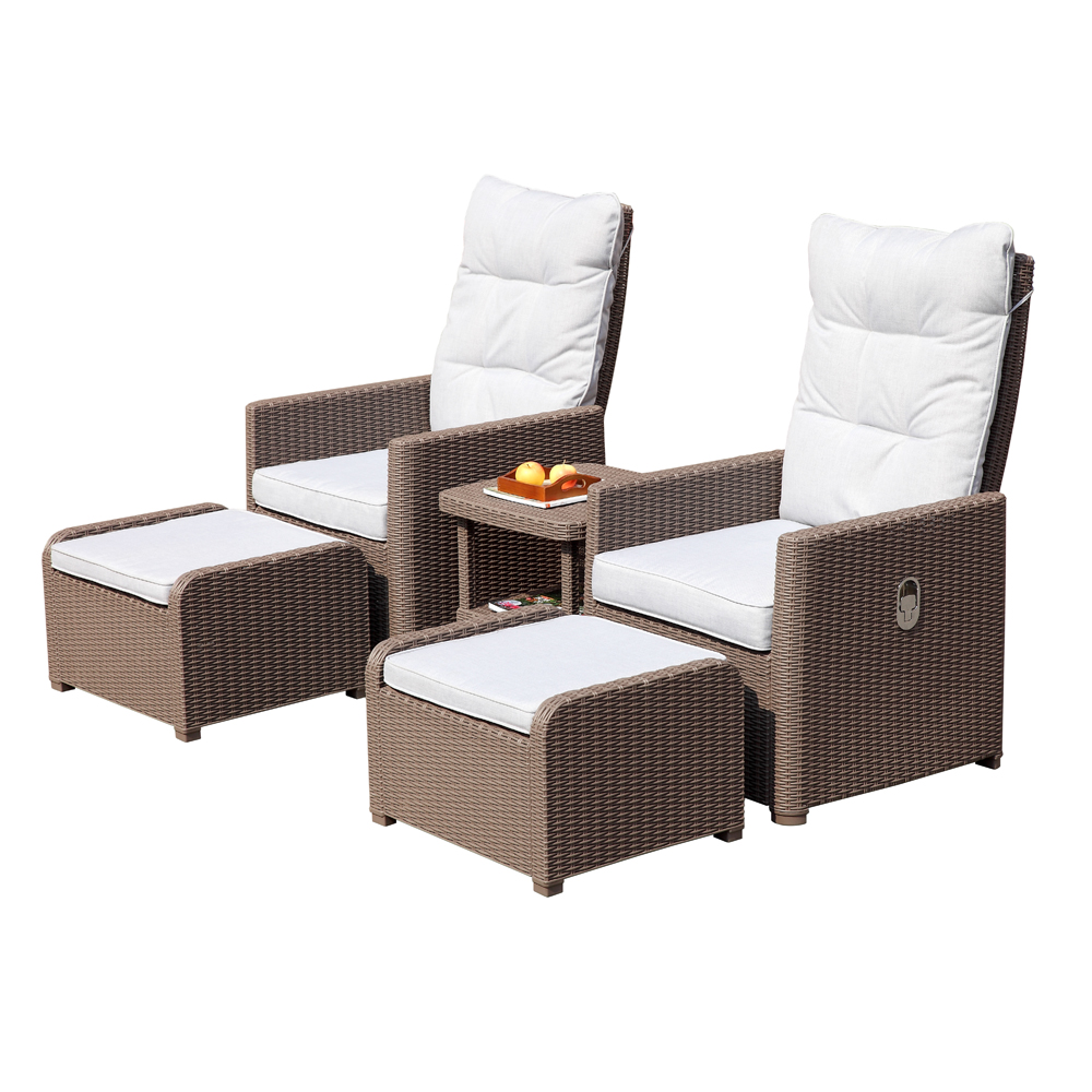 2 Seater Garden Recliner Seats with stools